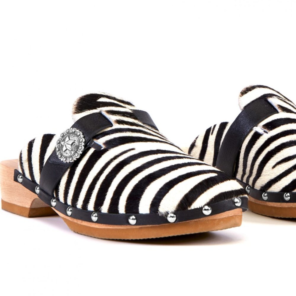 KATE CATE - ALLEGRA ZEBRA CLOG MULES SIZE 10 (NWT)